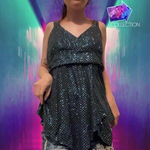 Vintage Y2k Rumor Blue Sequin Top